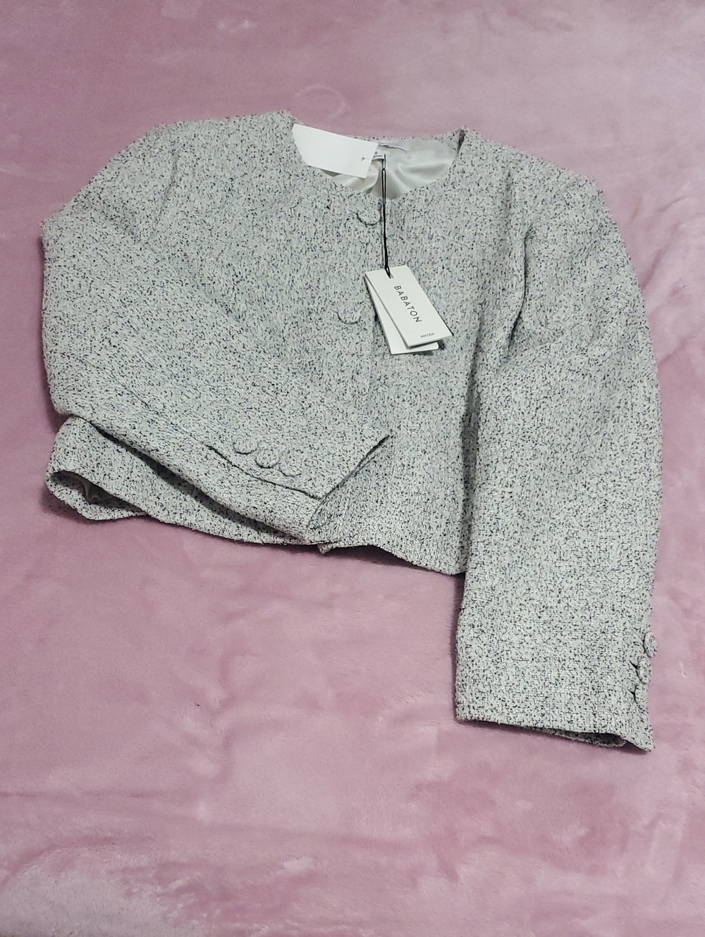 Banana Republic Cropped Textured Jacket - Light Gray